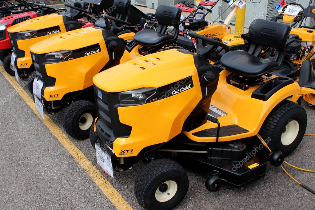 Pickerington, OH/USA April 11, 2019: Cadet Riding Tractors on display