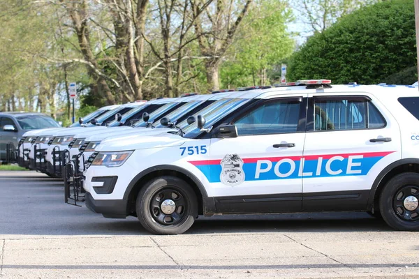 Columbus Ohio Mai 2022Une Succession Voitures Police Alignées Devant Commissariat — Photo