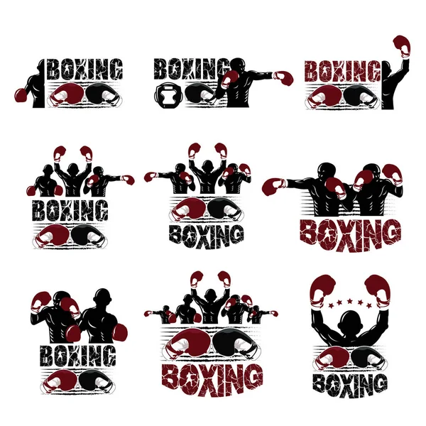 Ilustração Conceito Lutador Para Conjunto Logotipo Boxe — Vetor de Stock
