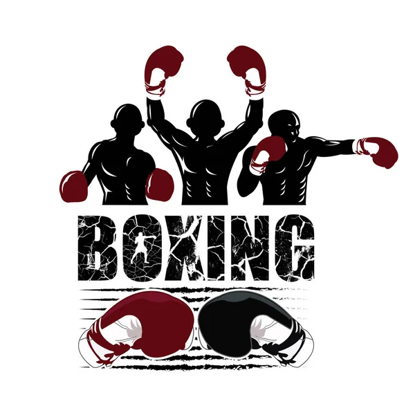 Illustrazione Tre Concept Caccia Logo Della Boxe — Vettoriale Stock