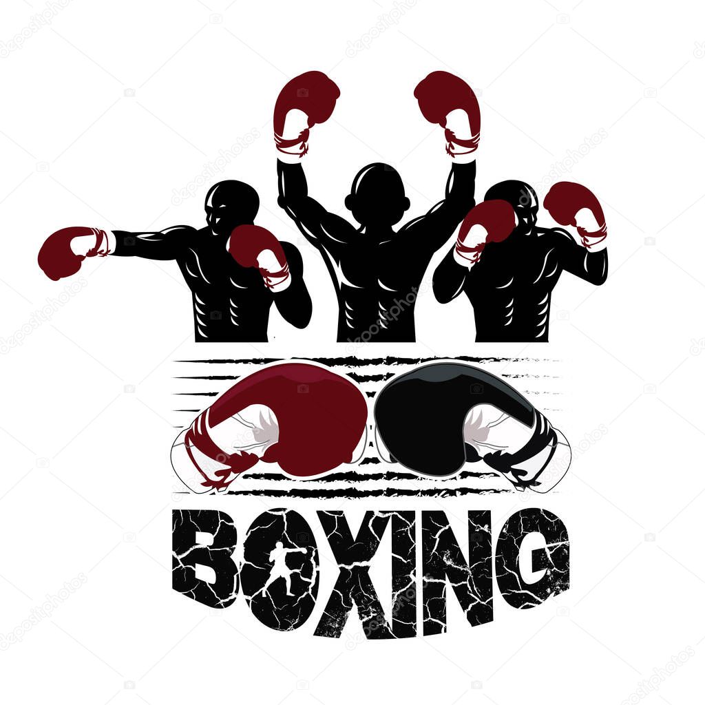 Illustration of three winner concept for boxing logo