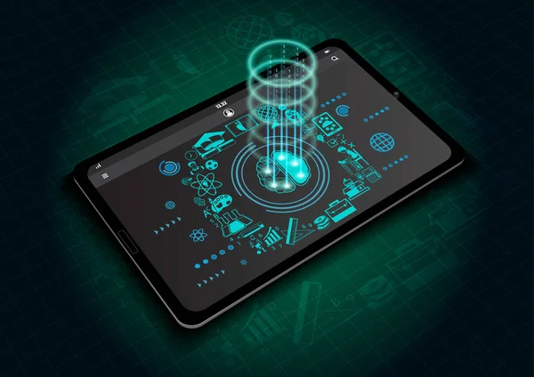 Gerçekçi tablet maket ve ekranda Eğitim simgeleri