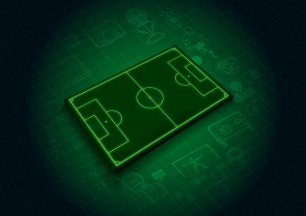 Green Soccer Field Soccer Icons Illustration — Stock Vector