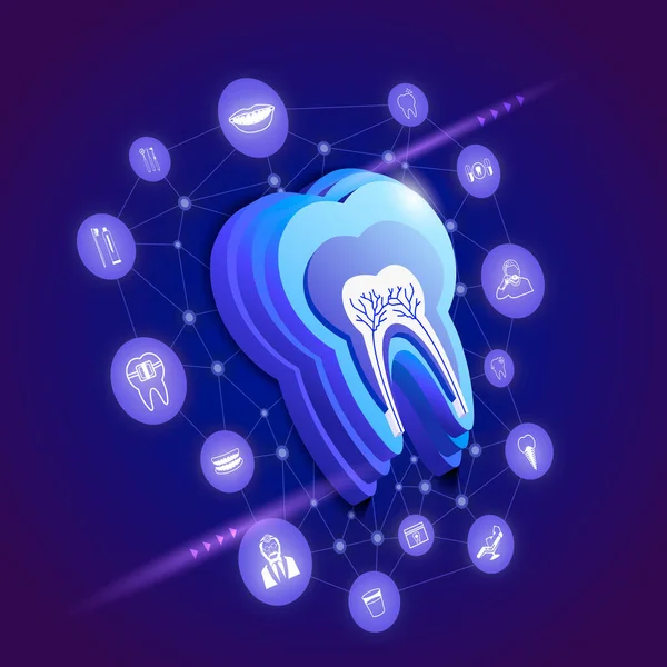 Illustration Tooth Icon Dental Icons Tech Background — Archivo Imágenes Vectoriales