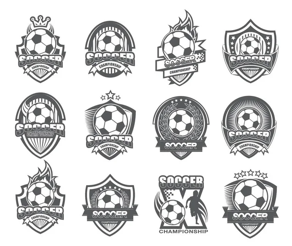 Ilustracja Nowoczesnego Czarno Białego Zestawu Logo Piłki Nożnej — Wektor stockowy