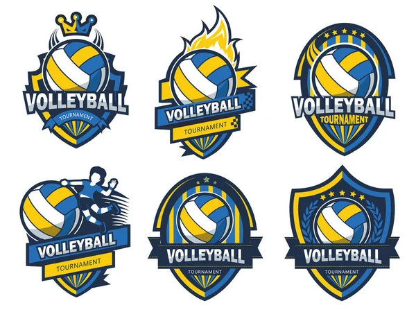 Group Volleyball Logo Set — Vettoriale Stock