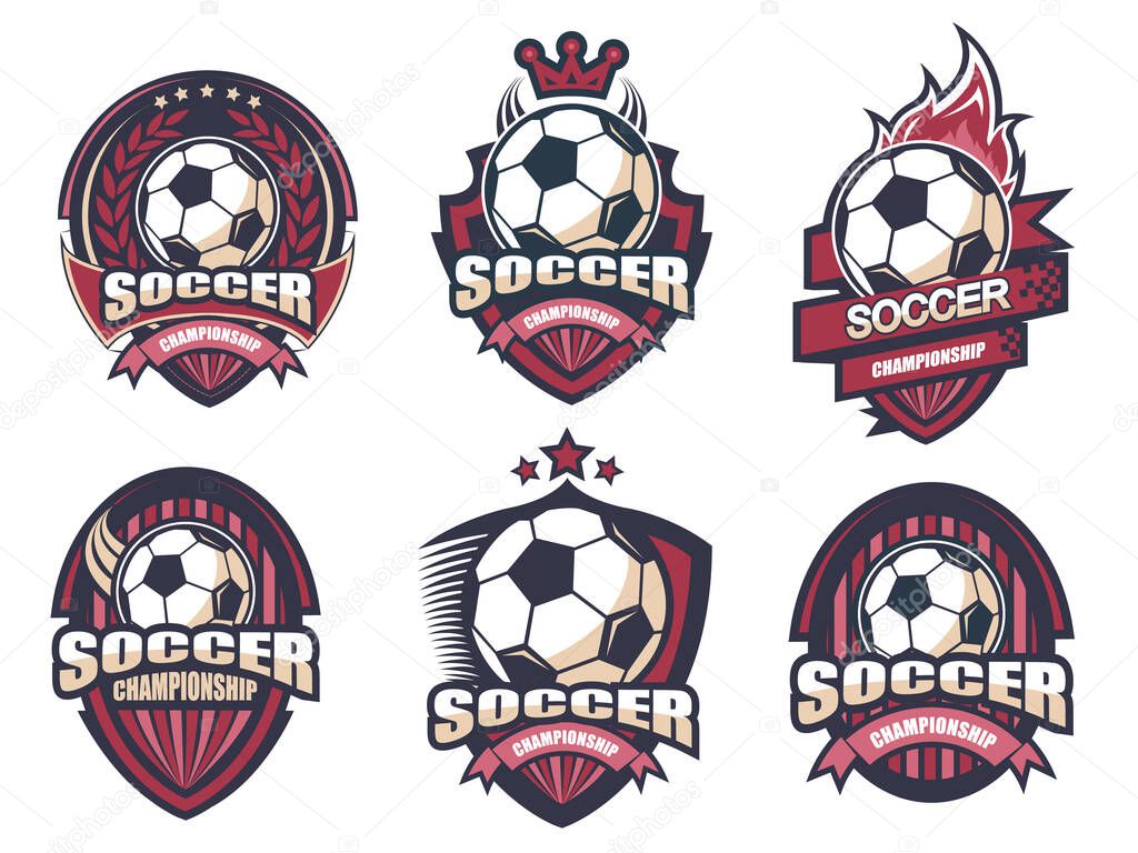 Illustration of modern soccer logo set