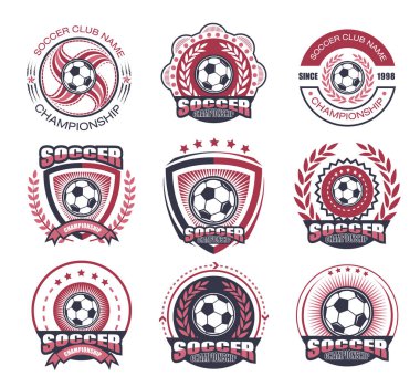 Futbol logosu koleksiyonu. Futbol hücum konsepti.
