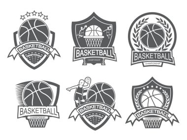 Siyah beyaz basketbol logosu. Kazanan konsept..