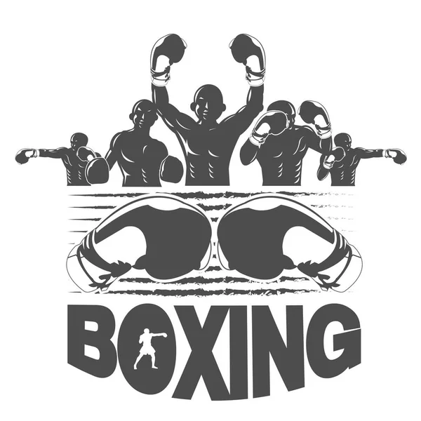 Illustration Black White Five Winner Concept Boxing Logo — Stockový vektor