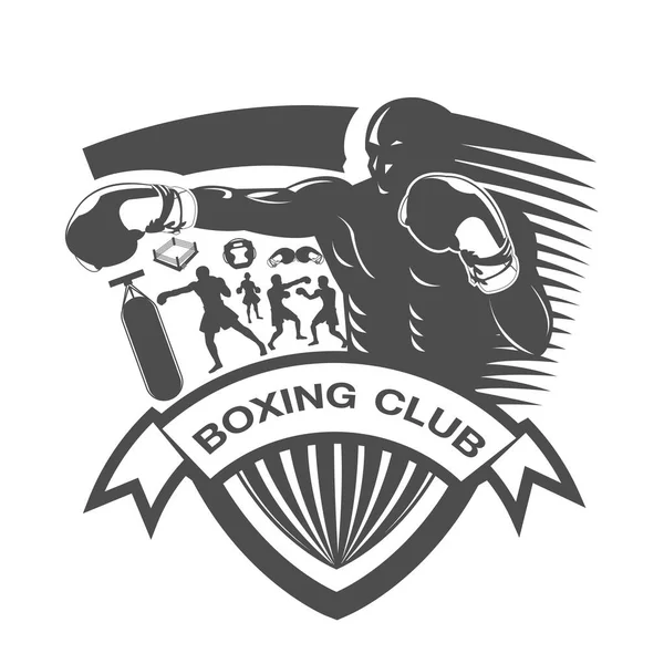 Illustration Black White Training Concept Boxing Label — ストックベクタ