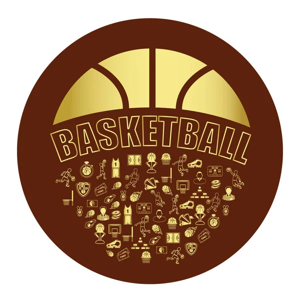 Εικονογράφηση Των Χρυσών Εικονιδίων Μπάσκετ Σύνολο Συμβόλων — Διανυσματικό Αρχείο