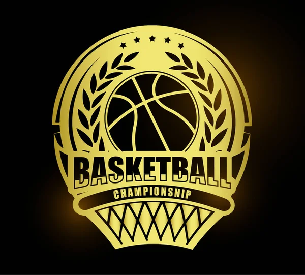 Εικονογράφηση Του Χρυσού Λογότυπου Συμβόλου Μπάσκετ — Διανυσματικό Αρχείο