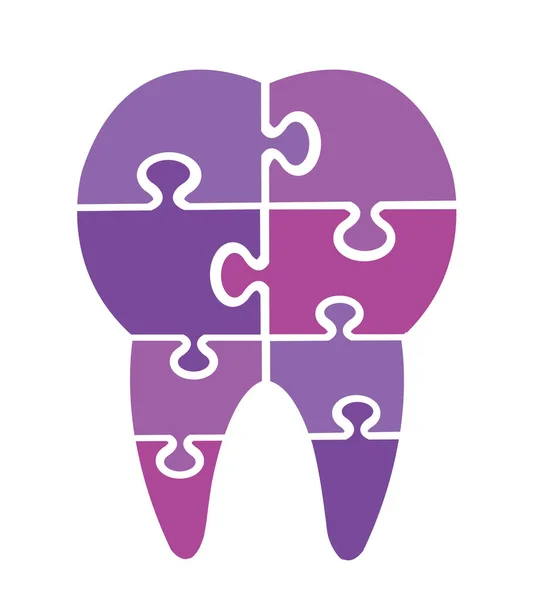Illustration Couleur Moderne Puzzle Icône Dentaire — Image vectorielle