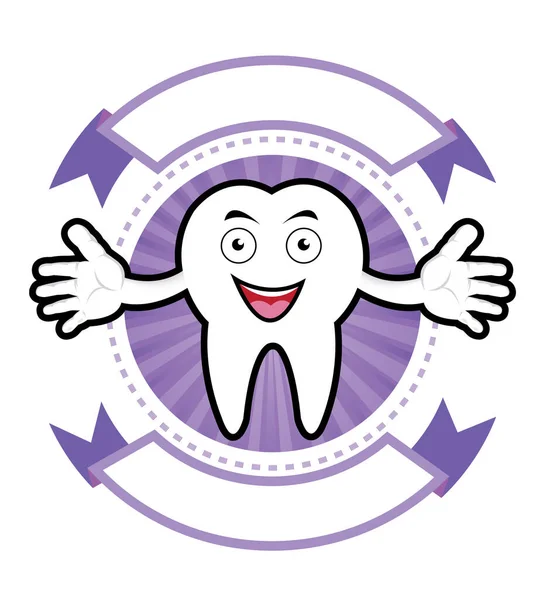 Ilustração Dos Desenhos Animados Smiling Tooth Banner — Vetor de Stock