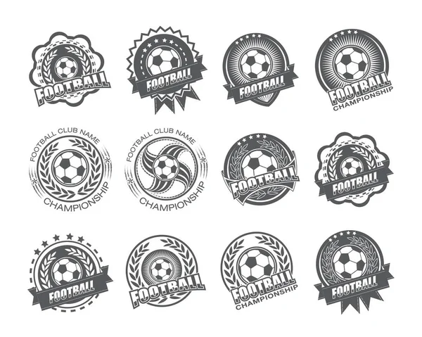 Ilustracja Zestawu Etykiet Piłkarskich Koncepcja Ataku Piłki Nożnej — Wektor stockowy