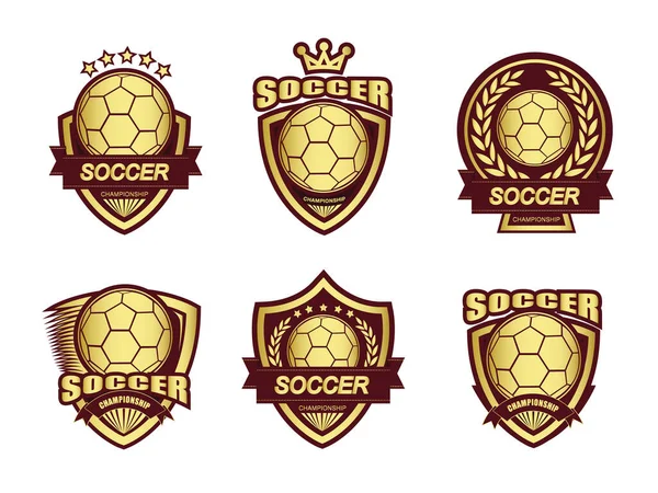 Group Golden Soccer Logo Set Winner Concept — Archivo Imágenes Vectoriales