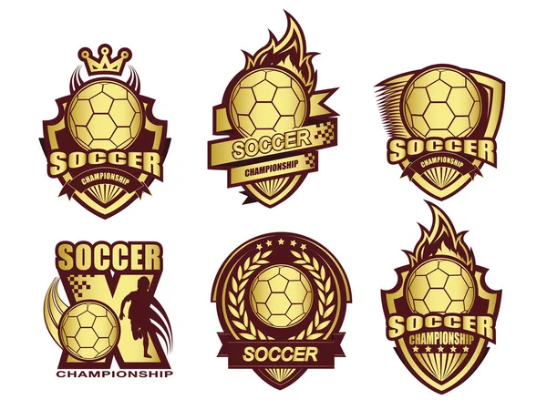 Illustration Golden Soccer Logo Set — Stock Vector