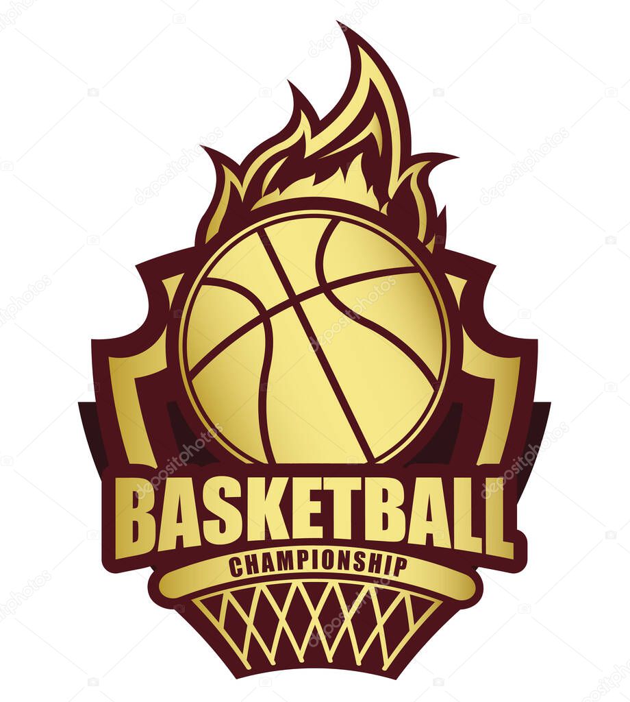 Illustration of golden basketball symbol.It's winner concept