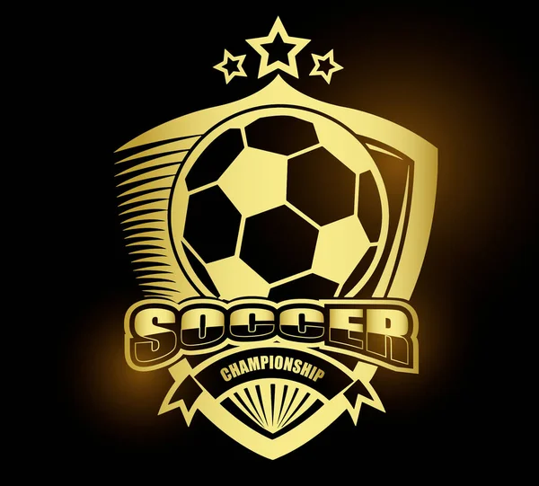 Illustration Golden Soccer Symbol Label — Stock vektor