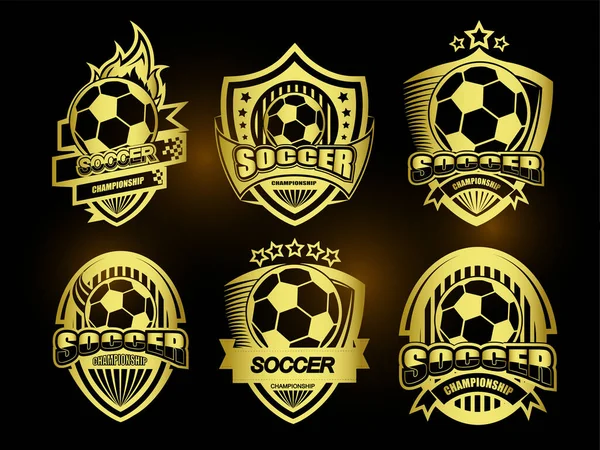 Illustration Golden Soccer Logo Label Set — Wektor stockowy