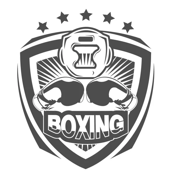 Black White Boxing Gloves Label — Archivo Imágenes Vectoriales