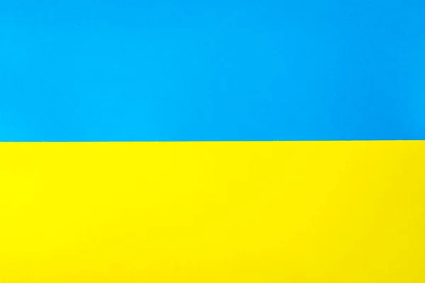 Gelb Blauer Farben Der Ukrainischen Flagge Karton Von Oben Fotografiert — Stockfoto