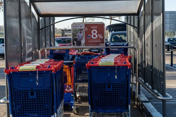 Rivas Vaciamadrid Espagne Décembre 2021 Chariots Supermarché Carrefour Dans Centre — Photo