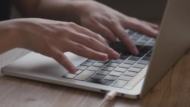 Menina trabalhando no laptop, close-up — Vídeo de Stock