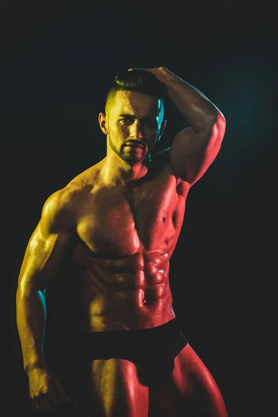 A perfect body coach. Beautiful male body. Sports muscles. Sexy guy. — Stock Photo, Image