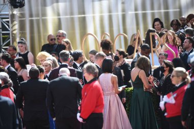 Hollywood, Los Angeles, California - 27 Mart 2022: 2022 Oscar. 94. Akademi Ödülleri. Dolby Tiyatrosu 'ndaki ödül töreninden önce Hollywood ünlüleri. Film yıldızları, en iyi aktörler ve yönetmenler..