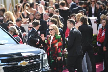 Hollywood, Los Angeles, California - 27 Mart 2022: 2022 Oscar. 94. Akademi Ödülleri. Dolby Tiyatrosu 'ndaki ödül töreninden önce Hollywood ünlüleri. Film yıldızları, en iyi aktörler ve yönetmenler..