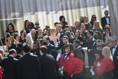 Hollywood, Los Angeles, California - 27 Mart 2022: 2022 Oscar. 94. Akademi Ödülleri. Dolby Tiyatrosu 'ndaki ödül töreninden önce Hollywood ünlüleri. Film yıldızları, en iyi aktörler ve yönetmenler..