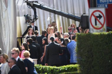 Hollywood, Los Angeles, California - 27 Mart 2022: 2022 Oscar. 94. Akademi Ödülleri. Dolby Tiyatrosu 'ndaki ödül töreninden önce Hollywood ünlüleri. Film yıldızları, en iyi aktörler ve yönetmenler..