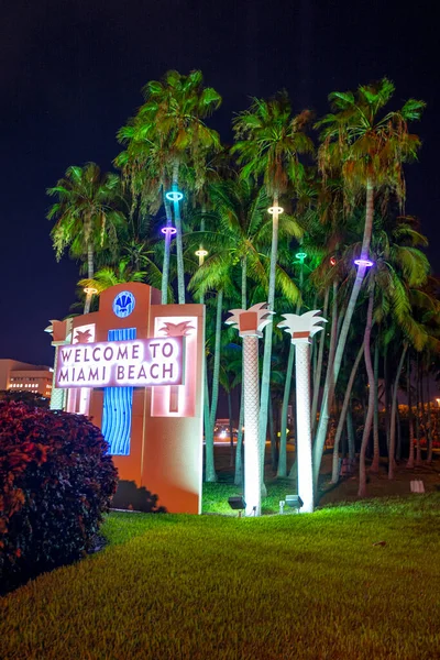 Miami Beach Usa 2020 Welcome Miami Beach Sign Holiday City — Stock Photo, Image