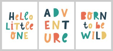 İçinde ilham verici alıntılar olan çocuk odası posterleri. Posterler, baskılar, kartlar, çocuk kıyafetleri, afişler, çıkartmalar vs. için iyidir. EPS 10