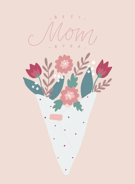 Kunst Illustrationmuttertagsgrußkarte Plakat Einladung Druckdesign Handschrift Zitat Beste Mama Aller — Stockvektor