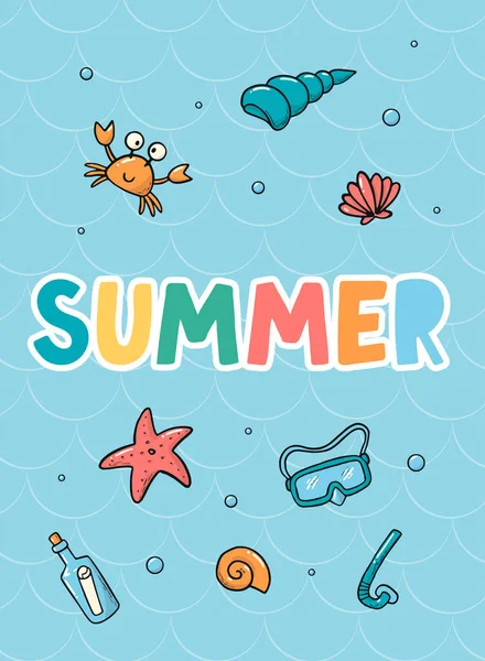 Summer Greeting Card Poster Print Invitation Etc Lettering Quote Summer — ストックベクタ