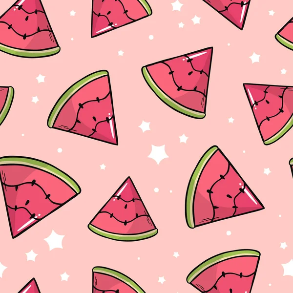 Cute Seamless Pattern Hand Drawn Watermelons Pink Background Good Textile — Stock Vector