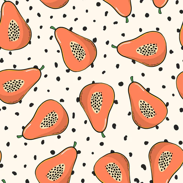 Papaya Seamless Pattern Dotted Background Good Wrapping Paper Scrapbooking Wallpaper — Stock Vector