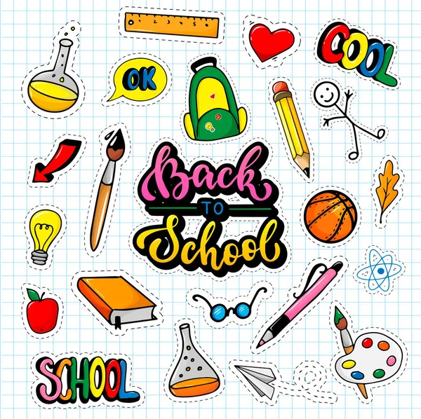 cute hand drawn colorful school doodles. Perfect for stickers, decoration of posters, cards, banners, prints, etc. All elements are isolated. EPS 10