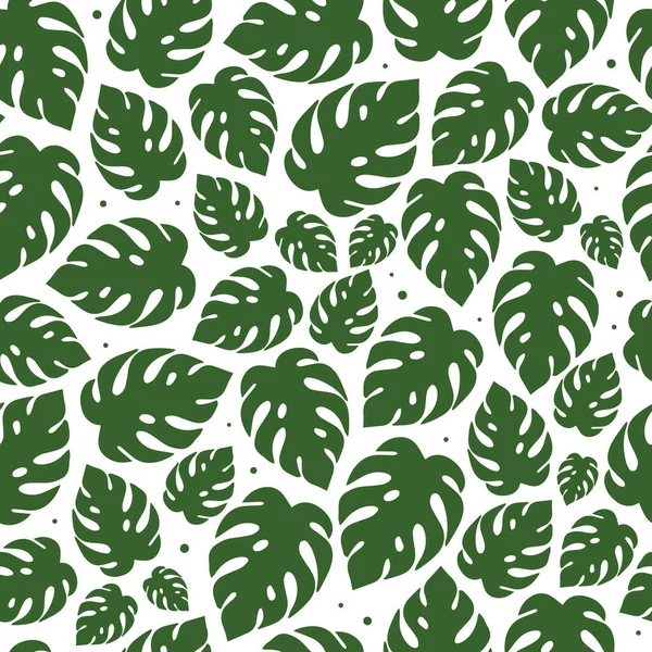 Summer Seamless Pattern Monstera Leaves Wrapping Paper Textile Prints Wallpaper — Stock Vector