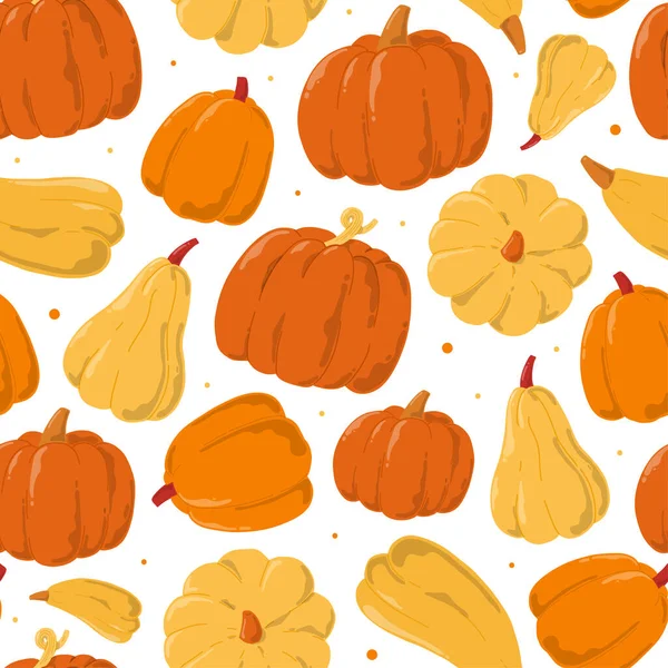 seamless pattern with hand drawn pumpkins on white background. Good for Halloween and Thanksgiving textile prints, wrapping paper, wallpaper, scrapbooking, etc. EPS 10