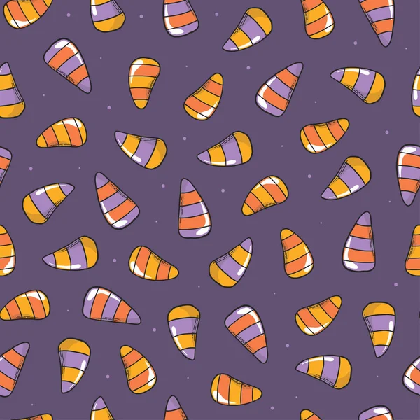 Halloween Seamless Pattern Hand Drawn Candies Wrapping Paper Kids Textile — Vector de stock