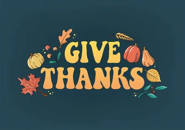 Affiche Thanksgiving Bannière Carte Voeux Impression Invitation Modèle Décoré Avec — Image vectorielle