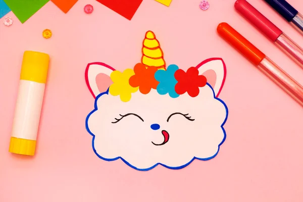 How to make funny summer holidays crafts of color paper. Original project for children. Step-by-step photo instructions. Step 4