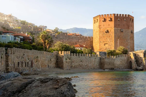 Veduta Della Fortezza Alanya Tramonto — Foto Stock