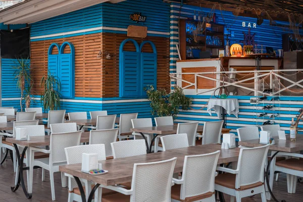 Part Outdoor Summer Resort Restaurant Empty Cafe People — Zdjęcie stockowe