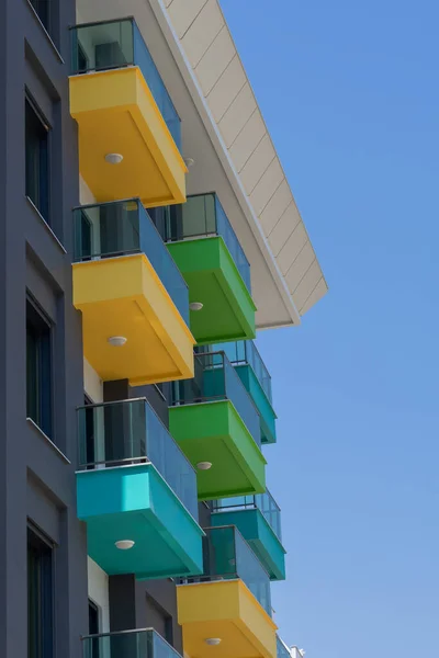New Modern Apartment Building Details Modern Urban Architecture Sunny Day — Foto de Stock