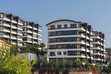 Modern residential complex. Urban architecture. Real estate in Alanya.